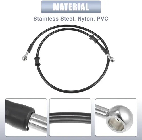 Vista 6 de X AUTOHAUX 39.4 in 39.37" Longitud 0.394 in ID motocicleta hidráulico freno línea aceite manguera tubo 0° acero inoxidable trenzado cable para ATV
