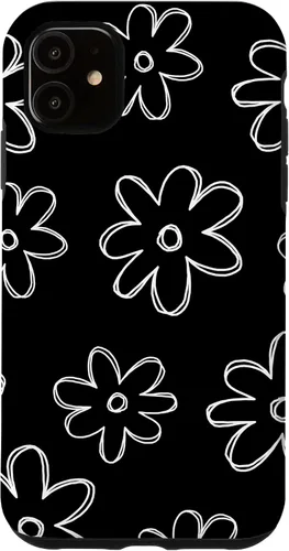 Vista 6 de Funda para iPhone 12 Mini con diseño de flores silvestres en blanco y negro