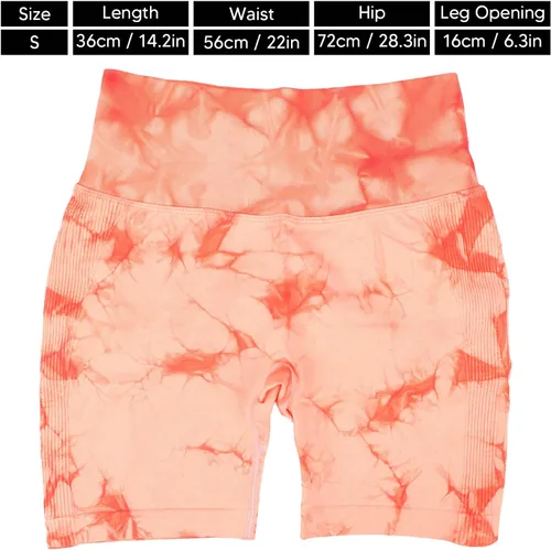 Vista 7 de Betued Orange Pink, Women Yoga Shorts High Waist Quickly Drying Hip Lifting Tie Dyed Waisted High Waisted Biker Shorts Gym Y