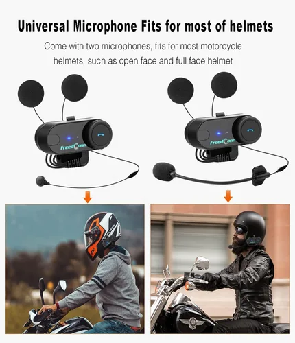 Vista 6 de TCOM VB - Casco de motocicleta con Bluetooth para uso compartido de música, sistemas de comunicación de intercomunicación universales de 800 M
