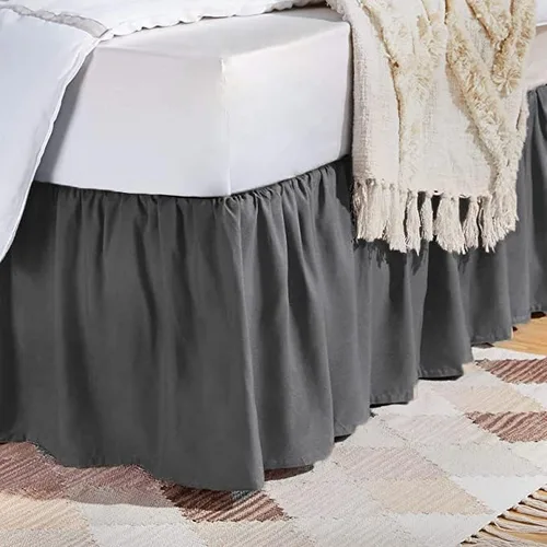 Vista 2 de Falda de cama sintética tradicional (tamaño King, gris)