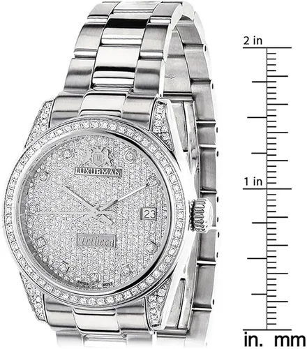 Vista 5 de LUXURMAN Iced Out - Reloj de diamante Tribeca para mujer, 1.5 ct