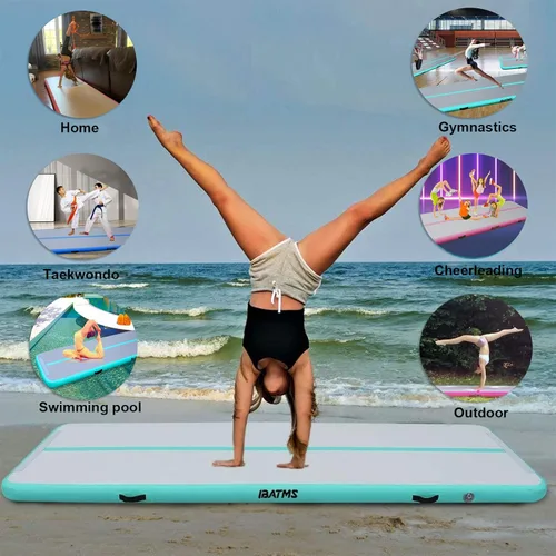 Vista 4 de IBATMS - Colchoneta inflable de gimnasia de 10, 13, 16, 20 pies, para entrenamiento de gimnasia, uso doméstico, animadoras, yoga, agua