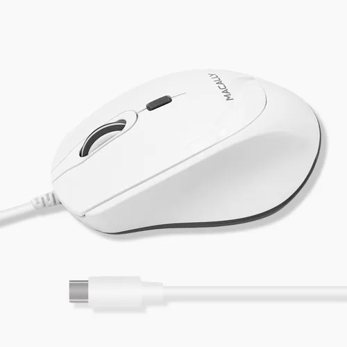Vista 8 de Macally Ratón USB C con cable, preciso, cómodo y silencioso, mouse tipo C para Mac, MacBook Pro/Air, iMac, Apple iPad, computadora con Windows Negro