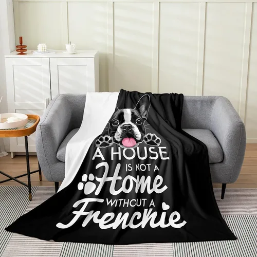 Vista 3 de Castle Fairy Manta de franela de bulldog blanco y negro para todas las estaciones, suave y ligera para todas las estaciones, manta de forro polar