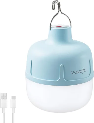 Vista 12 de VAVOFO Linterna LED de campamento de 20 W, recargable, luz de campamento de 1200 lúmenes, luz portátil de tienda de campaña de 3000 mAh, linterna