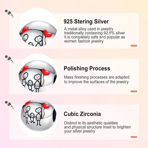 Vista 4 de Annmors Jewelry Love Heart Charms for Woman-925 Sterling Silver Dangle Pendant Bead with Cubic ZirconiaGirl Jewelry Beads DIY Gifts for Women