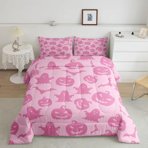 Vista 17 de Castle Fairy Spider Web Comforter Set,Happy Halloween Theme Hippie Bedding Sets for Kids Teens Adults,Black Spider Wild Animal Silhouette Comforter