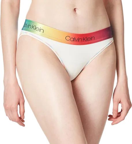 Vista 2 de Calvin Klein Braga de bikini de algodón moderna Pride para mujer Arco iris de gradiente blanco