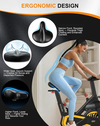 Vista 3 de Exercise Bikes for Home,Spin Bike with Adjustable Magnetic,Brake Pad Resistance Silent Belt Drive,350lbs/300lbs Weight Capacity &Upgraded Version