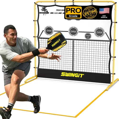 Vista 7 de Portable Pickleball Rebounder Net with Kitchen Lines System, Solo Training Net System for Dinks, Volleys & Drives, Accuracy Trainer with Carry Bag