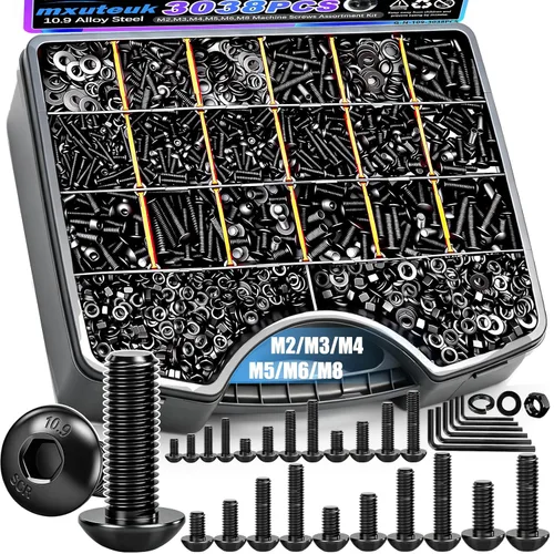 Vista 19 de mxuteuk Juego de tornillos M5 de 185 piezas, kit de tuercas, pernos y tornillos de cabeza hexagonal M5, pernos de acero de aleación de grado 12.9