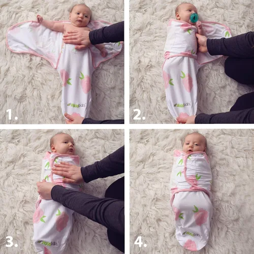 Vista 5 de Ziggy Baby Juego de manta ajustable para bebé niña, tamaño pequeño/mediano, 0-3 meses, paquete de 3 unidades, peonía rosa, corazón rosa, cuadros