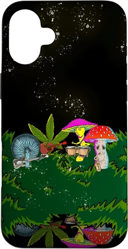 Vista 23 de Jamming Mushrooms Weed - Carcasa para iPhone 17, diseño psicodélico de cannabis 420