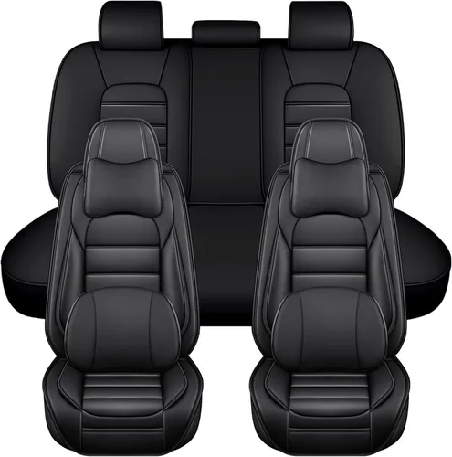 Vista 14 de Fundas de asiento para Chevrolet Chevy Aveo 2004-2011, funda de asiento de automóvil de piel sintética, compatible con bolsa de aire, protector