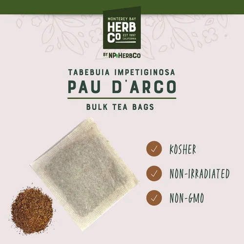 Vista 3 de Pau D'Arco - Té de hierbas natural, 200 bolsas de 1 libra (Tabebuia Impetiginosa) (corteza interior), aproximadamente 200 bolsas de té individuales