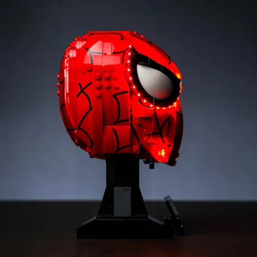Vista 5 de BrickBling Luz LED compatible con la máscara Lego Spider-Man 76285 (solo luces), nueva iluminación 2024 compatible con máscara Lego, ilumina tu