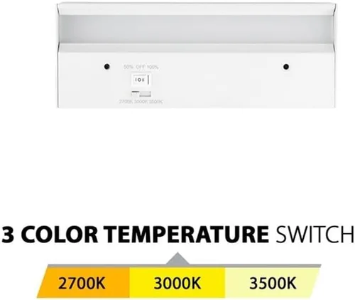 Vista 3 de WAC Lighting, Barra de luz LED de 8 pulgadas con interruptor basculante de 3 CCT seleccionable 2700K-3000K-3500K e interruptor basculante