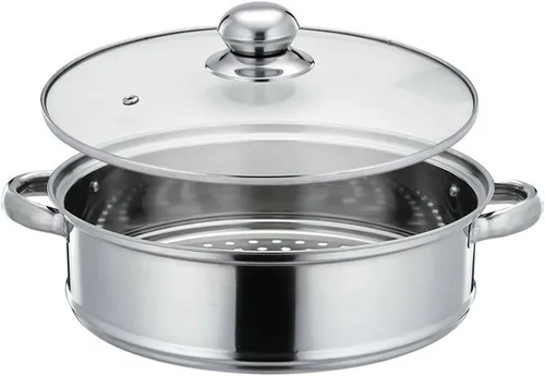 Vista 3 de Juego de ollas de vapor apiladas de acero inoxidable, olla de cocina de doble caldera de 2 niveles (11.0 in)