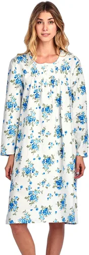 Vista 2 de Casual Nights Camisón de franela para mujer, con estampado floral y de manga larga