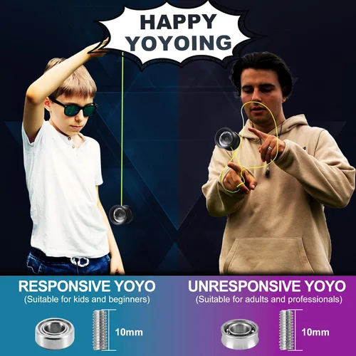 Vista 8 de FETESNICE Yoyo FS23 Yoyo profesional sensible para niños de 8 a 12 años, yoyo que no responde para adultos, truco de metal de doble función
