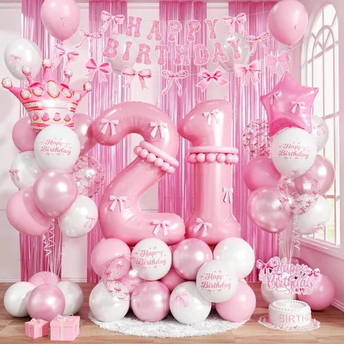 Vista 19 de Decoraciones de cumpleaños número 13 en crema para niñas, globos beige con número 13 en forma de corazón y estrella marrón, globos neutros