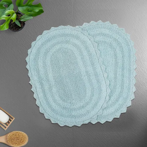 Vista 20 de TreeWool - Alfombras de baño con borde de ganchillo reversible en algodón de felpa (paquete de 2)