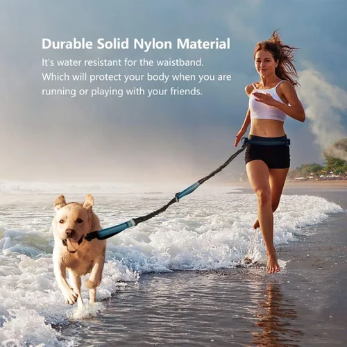 Vista 6 de Uppetly Correa de correr para perros manos libres con cinturón ajustable, cuerda elástica de doble asa retráctil para perros pequeños y medianos
