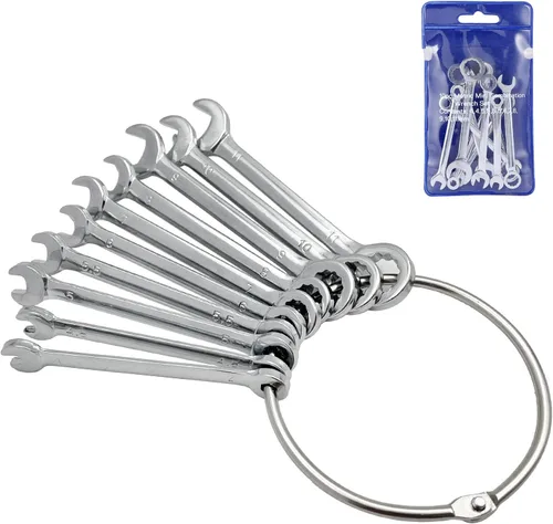 Vista 8 de Juego de mini llaves de extremo abierto, juego de llaves de encendido con anillo de cadena tipo británico llaves (10pcs) Llave de extremo abierto