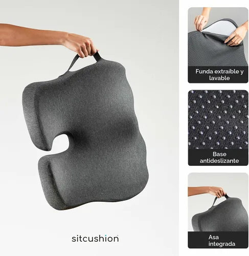 Vista 7 de SitCushion Cojín ergonómico de asiento para aliviar el dolor de ciática y coxis – Cojín extragrande de espuma viscoelástica para silla de oficina