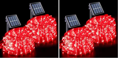 Vista 9 de JMEXSUSS 2 * 200 luces LED rosas solares tipo cuerda, 66 pies IP65 impermeables, luces solares de cadena para exteriores, 8 modos de luces navideñas