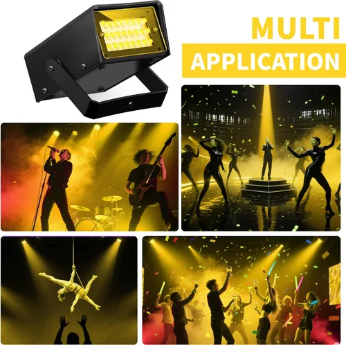 Vista 3 de ENUOLI Mini luz estroboscópica LED de color blanco con 24 LED superbrillantes, control de velocidad variable para clubes de Navidad, efecto de luz