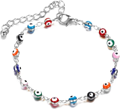 Vista 11 de choice of all Pulseras contra el mal de ojo azul, joyería Ojo Hamsa, delicadas pulseras de eslabones dorados para mujer, protección turca