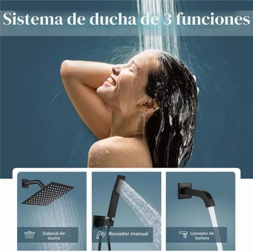 Vista 2 de Aolemi Sistema de ducha tipo lluvia, juego combinado de cabezal de ducha con relleno de bañera, ducha de mano de lujo, válvula de montaje en pared