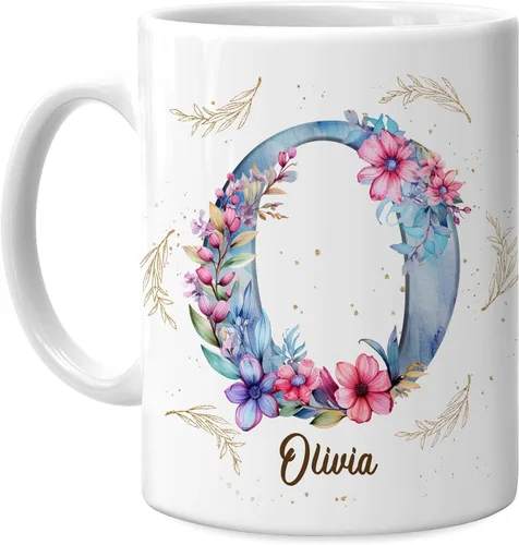 Vista 16 de Hyturtle Taza de café personalizada con inicial con nombre, monograma de cumpleaños, regalos de Navidad para niñas y mujeres, letra A del alfabeto