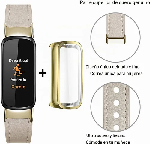 Vista 4 de Bandas de cuero elegantes y delgadas compatibles para Fitbit Luxe, correa de muñeca, pulsera suave de reemplazo para Fitbit Luxe Fitness and
