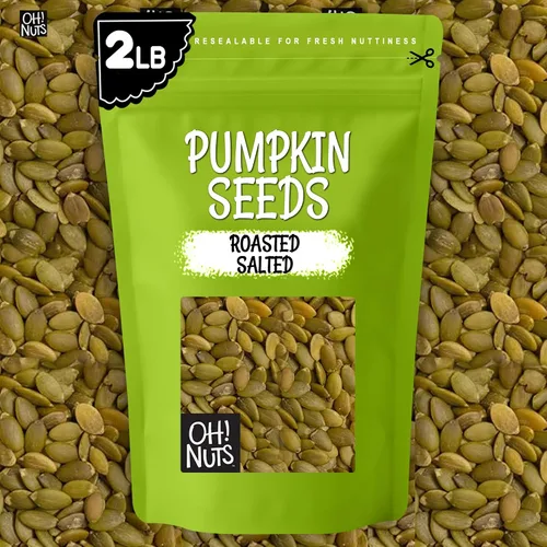 Vista 8 de Semillas de calabaza asadas saladas, pepitas ideales para un refrigerio saludable o para ensaladas, sin cáscara, de Oh! Roasted salted pumpkin