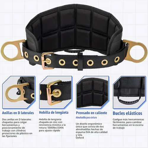 Vista 5 de Arnés de seguridad Trsmima con protección contra caídas, arnés de cuerpo completo para hombre