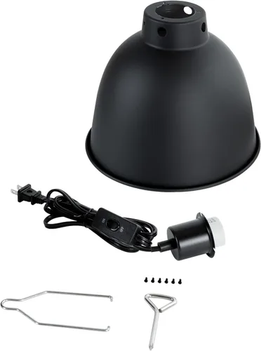 Vista 7 de Lámpara de reptil, lámpara de calor de reptiles de cúpula profunda de 8.1 pulgadas con interruptor, lámpara de terrario UVB para terrario UVB