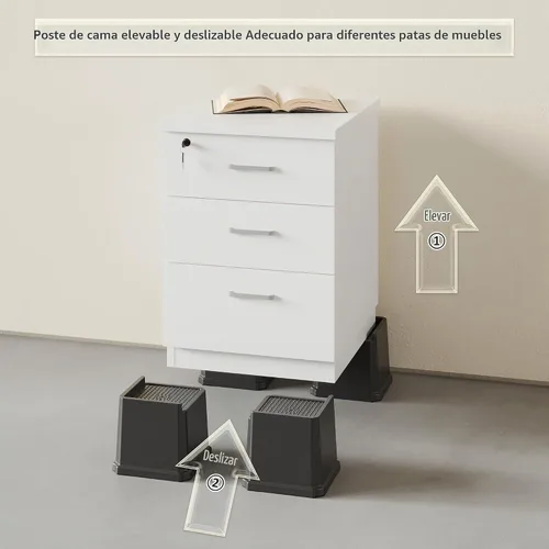 Vista 6 de Elevadores de cama de 4 pulgadas, paquete de 8 elevadores de muebles en forma de L de gran