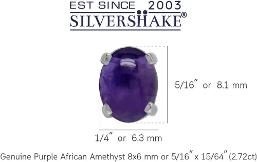 Vista 3 de Silvershake Aretes de plata de ley 925 chapados en oro blanco o amarillo de 0.315 x 0.236 in con forma ovalada de piedra natal de piedra natal