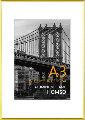 Vista 25 de Homso Marco de póster A1 en color negro, tablero fino de metal A1 con plexiglás acrílico para fotos A2 con paspartú o 23.4 x 33.1 pulgadas sin