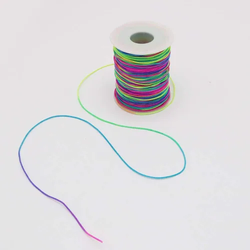 Vista 3 de Tenn Well - Cuerda elástica de 1 mm, 328 pies, arcoíris, cuerda elástica para pulseras, cordón de cuentas para pulseras, collares, fabricación