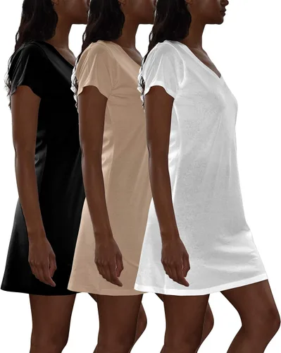 Vista 2 de Sexy Basics Camisa de algodón suave con cuello en V para mujer, paquete múltiple