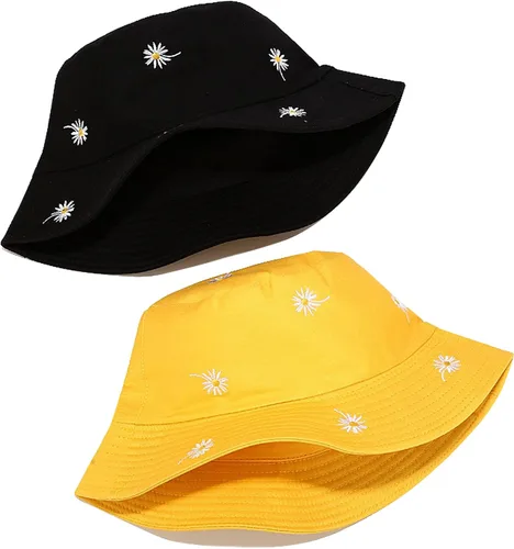 Vista 4 de Umeepar Sombrero de pescador bordado, reversible, plegable, plegable, para playa, sombrero de sol para exteriores para mujeres y hombres