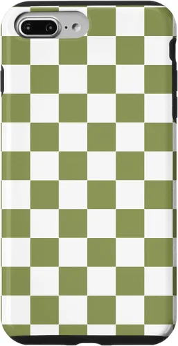 Vista 12 de Funda para iPhone 17 con diseño de cuadros verde oliva estético retro