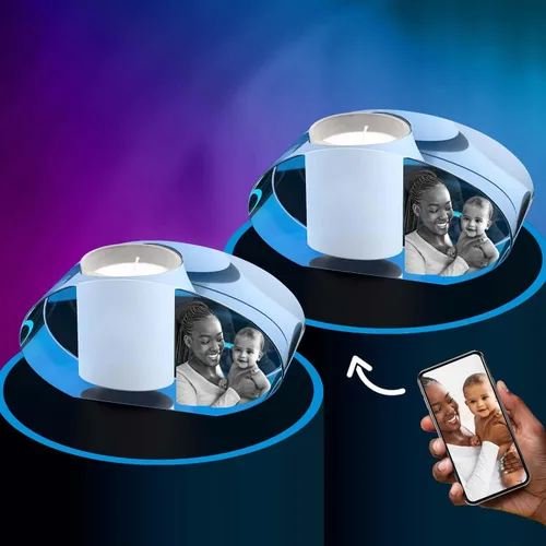 Vista 6 de ArtPix 3D Portavelas de fotos de cristal, regalos personalizados para mujeres, hombres, esposa, marido, mamá, grandes regalos personalizados con tu