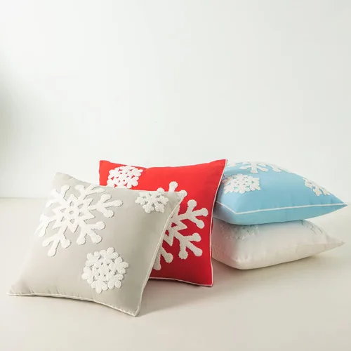 Vista 7 de 18 x 18 pulgadas, funda de almohada de algodón con diseño de bendición navideña para cama, sofá, automóvil, fundas de almohada bordadas con copos