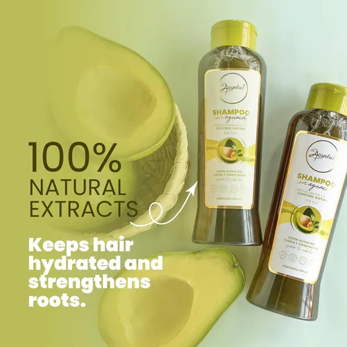 Vista 2 de ANYELUZ Champú hidratante de aguacate, enriquecido con Omega 3, 6, 9 y biotina, repara y protege las fibras capilares dañadas, mejora el brillo
