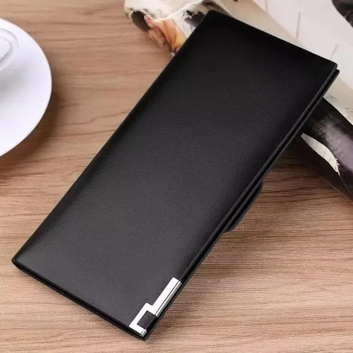 Vista 6 de LIOONS Cartera minimalista de cuero para hombre, diseño ultrafino, bolso largo bi-plegable, bolso de mano para hombre, moda de negocios, casual